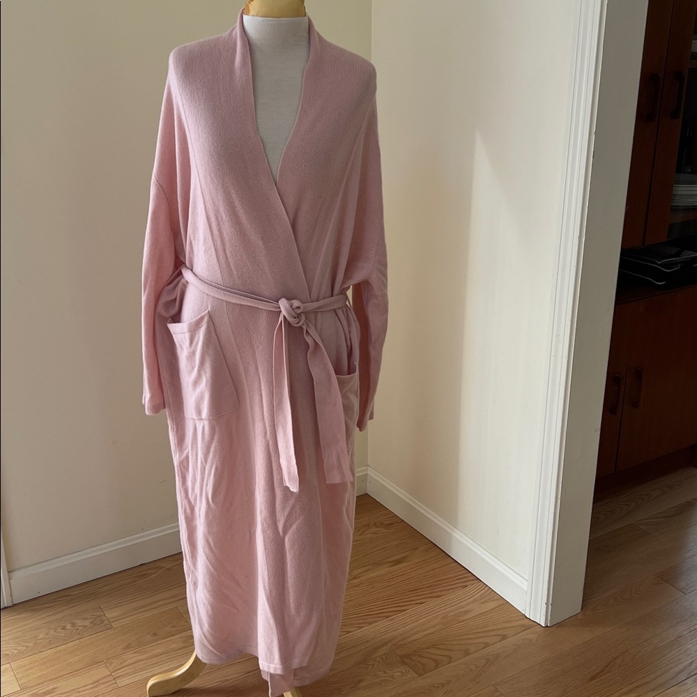 NWT! Arlotta M/L cashmere blend Soft Pink Long Robe. - Picture 5 of 12